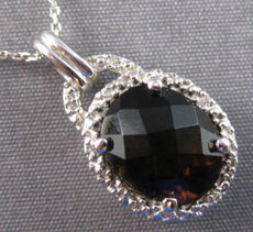 3.33CT DIAMOND & AAA SMOKY TOPAZ 14KT WHITE GOLD OVAL & ROUND FLOATING PENDANT