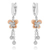 .32CT DIAMOND 18K ROSE & WHITE GOLD BUTTERFLY FLOWER CHANDELIER HANGING EARRINGS