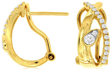 ESTATE .30CT DIAMOND 14KT YELLOW GOLD CRISS CROSS LOVE CLIP ON HANGING EARRINGS
