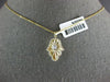 .21CT DIAMOND 14KT YELLOW GOLD 3D ROUND & BAGUETTE HAMSA CHAMSA FLOATING PENDANT