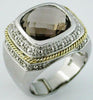 ESTATE LARGE 6.40CT AAA SMOKEY TOPAZ 14KT YELLOW GOLD & 925 SILVER FILIGREE RING