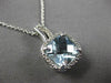 1.85CT DIAMOND & AAA AQUAMARINE 14KT WHITE GOLD CUSHION & ROUND FLOATING PENDANT