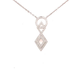 .29CT DIAMOND 18KT WHITE GOLD GEOMETRICAL INFINITY CIRCLE OF LIFE LOVE NECKLACE