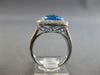 ESTATE LARGE 7.15CT DIAMOND & AAA BLUE TOPAZ 14K WHITE GOLD CUSHION & ROUND RING