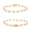 1.70CT DIAMOND 14KT YELLOW GOLD ROUND & BAGUETTE MULTI LINK MULTI SHAPE BRACELET
