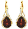 4.9CT DIAMOND & AAA GARNET 14KT YELLOW GOLD PEAR SHAPE & ROUND HANGING EARRINGS