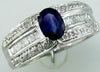 1.33CT DIAMOND & AAA SAPPHIRE 14K WHITE GOLD OVAL ROUND BAGUETTE ENGAGEMENT RING