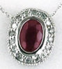 1.04CT DIAMOND & AAA RUBY 14KT WHITE GOLD 3D OVAL HALO FILIGREE FLOATING PENDANT