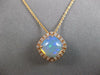 2.42CT DIAMOND & AAA AUSTRALIAN OPAL 14KT ROSE GOLD CUSHION & ROUND HALO PENDANT