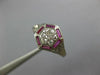 ANTIQUE .34CT DIAMOND & AAA RUBY 18K WHITE GOLD 3D CLUSTER ENGAGEMENT RING 26872
