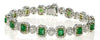 WIDE 11.83CT DIAMOND & AAA EMERALD 18KT 2 TONE GOLD CLASSIC HALO TENNIS BRACELET