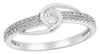 ESTATE .25CT DIAMOND 14KT WHITE GOLD SOLITAIRE CRISS CROSS DOUBLE BAND LOVE RING