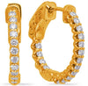 .61CT DIAMOND 14K YELLOW GOLD 3D SHARED PRONG INSIDE OUT HUGGIE HANGING EARRINGS