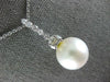 ESTATE LARGE .49CT DIAMOND & AAA SOUTH SEA PEARL 14K WHITE GOLD FLOATING PENDANT