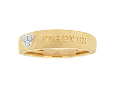 ESTATE .05CT DIAMOND 14KT YELLOW GOLD 3D ROUND MATTE & SHINY FOREVER LOVE RING