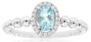 .43CT DIAMOND & AAA AQUAMARINE 14KT WHITE GOLD OVAL & ROUND BEADED HALO FUN RING