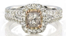 1.20CT WHITE & PINK DIAMOND 18KT WHITE & ROSE GOLD PRINCESS HALO ENGAGEMENT RING