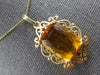 LARGE 12.0CT AAA CITRINE 14KT YELLOW GOLD CUSHION OPEN FILIGREE FLOATING PENDANT