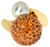 ESTTAE 5.02CT AAA CITRINE & SOUTH SEA PEARL 18KT YELLOW GOLD 3D DOME SHAPE RING
