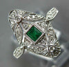 ESTATE .26CT DIAMOND & AAA EMERALD 18KT WHITE GOLD OPEN FILIGREE STAR FUN RING