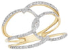 ESTATE WIDE .25CT DIAMOND 14KT YELLOW GOLD CLASSIC MULTI ROW LOVE KNOT FUN RING
