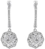 ESTATE .91CT DIAMOND 14KT WHITE GOLD 3D ROUND FLOWER FUN HANGING EARRINGS
