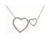 ESTATE .15CT DIAMOND 14KT WHITE GOLD 3D DOUBLE OPEN HEART LOVE NECKLACE