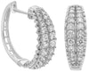 ESTATE 1.0CT DIAMOND 14KT WHITE GOLD CLASSIC 2 ROW HUGGIE HOOP HANGING EARRINGS