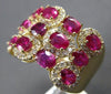 LAREG 4.69CT DIAMOND & AAA RUBY 14KT YELLOW GOLD OVAL & ROUND MULTI ROW FUN RING