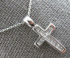 ESTATE SMALL .35CT DIAMOND 14KT WHITE GOLD 3D PRINCESS CROSS FLOATING PENDANT