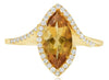 1.75CT DIAMOND & AAA CITRINE 14KT YELLOW GOLD MARQUISE & ROUND CRISS CROSS RING