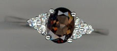 .93CT DIAMOND & AAA SMOKY TOPAZ 14KT WHITE GOLD 3D OVAL & ROUND ENGAGEMENT RING
