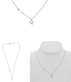 .10CT DIAMOND 14KT WHITE GOLD ROUND INITIAL Q SOLITAIRE BY THE YARD FUN NECKLACE