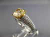 2.75CT WHITE & FANCY YELLOW DIAMOND 18KT 2 TONE GOLD 3D CUSHION ENGAGEMENT RING
