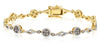 ESTATE 1.79CT WHITE & MOCHA DIAMOND 14K YELLOW GOLD MULTI FLOWER TENNIS BRACELET