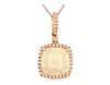 2.76CT DIAMOND & AAA OPAL 14KT ROSE GOLD 3D CUSHION SQUARE HALO FLOATING PENDANT