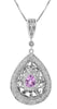 .74CT DIAMOND & AAA PINK SAPPHIRE 18KT WHITE GOLD 3D PEAR SHAPE & ROUND PENDANT