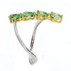LARGE 1.69CT DIAMOND & AAA EMERALD 18KT 2 TONE GOLD PEAR SHAPE & ROUND FUN RING