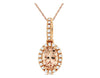 .79CT DIAMOND & AAA MORGANITE 14KT ROSE GOLD OVAL & ROUND HALO FLOATING PENDANT