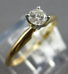 ESTATE .20CT DIAMOND 14KT 2 TONE GOLD ROUND SOLITAIRE 4 PRONG ENGAGEMENT RING