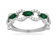 .60CT DIAMOND & AAA EMERALD 14KT WHITE GOLD MARQUISE INFINITY ANNIVERSARY RING