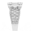 1.77CT DIAMOND 18KT WHITE GOLD ROUND & BAGUETTE INVISIBLE SQUARE FLOWER FUN RING