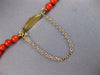 ANTIQUE LARGE & LONG AAA CORAL 14KT YELLOW GOLD GRADUATING LOVE NECKLACE #27556