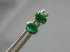 ESTATE .90CT AAA EMERALD 14KT YELLOW GOLD 3D OVAL SOLITAIRE STUD EARRINGS #27587