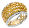 LARGE 2.04CT WHITE & FANCY YELLOW DIAMOND 18KT 2 TONE GOLD 3D ANNIVERSARY RING