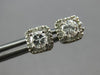 ESTATE .50CT DIAMOND 14K WHITE GOLD 3D CLASSIC ROUND SQUARE HALO STUD EARRINGS