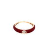 ESTATE .03CT DIAMOND & RED ENAMEL 18KT ROSE GOLD SOLITAIRE ROUND ETOILE FUN RING