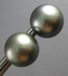 ESTATE LARGE AAA TAHITIAN PEARL 14KT WHITE GOLD 3D 13MM CLASSIC STUD EARRINGS