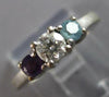 .65CT DIAMOND & AAA AMETHYST & AAA AQUAMARINE 14KT WHITE GOLD 3 STONE LOVE RING