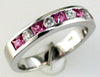 1.09CT DIAMOND & AAA PINK SAPPHIRE 14KT WHITE GOLD 3D CHANNEL ANNIVERSARY RING